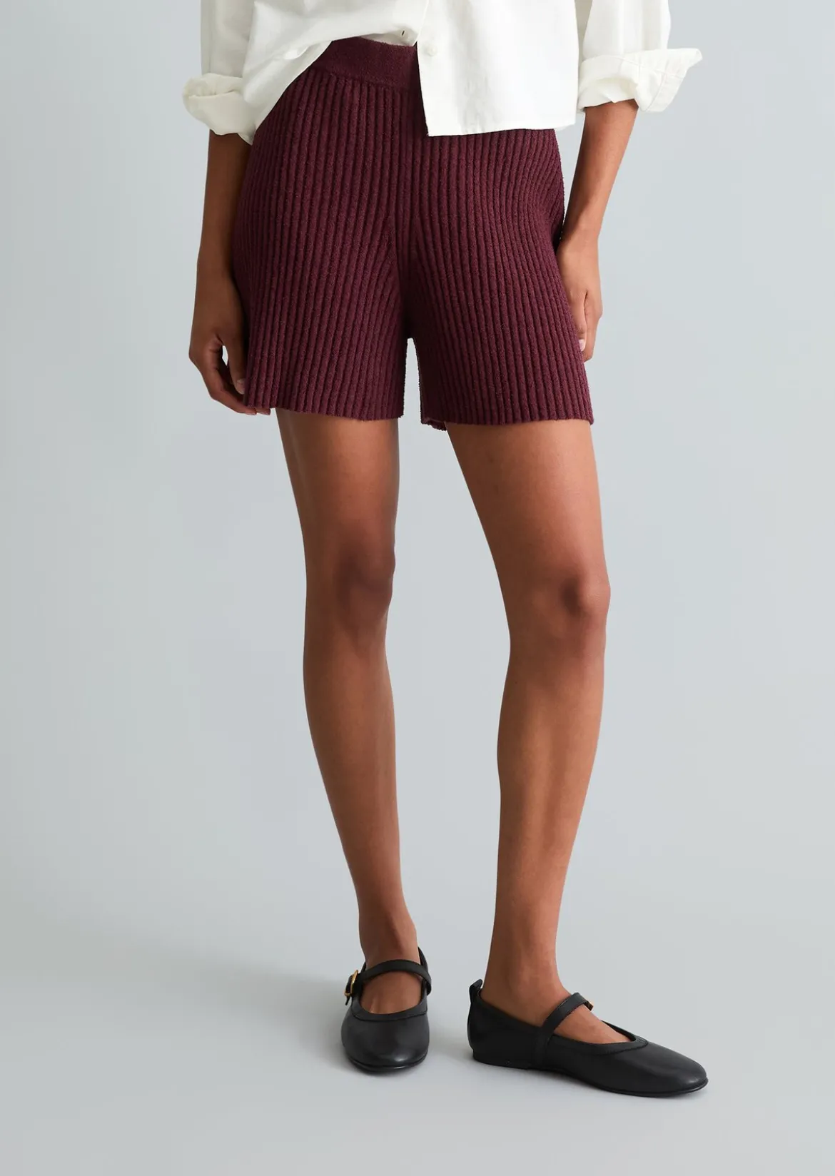 Strickshorts slim aus geripptem Organic Cotton-Mix