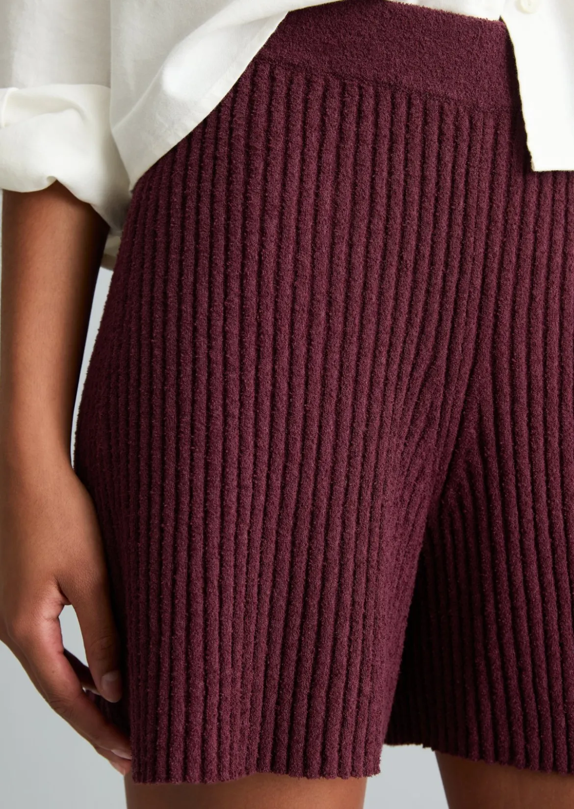 Strickshorts slim aus geripptem Organic Cotton-Mix