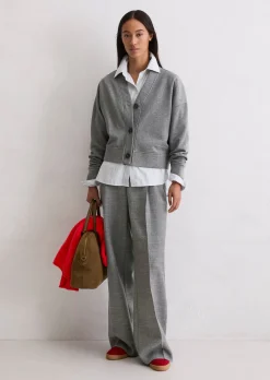 Sweat-Cardigan relaxed mit Rippstrick-Bund