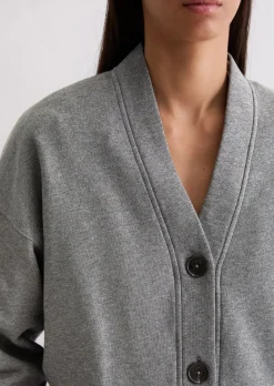 Sweat-Cardigan relaxed mit Rippstrick-Bund