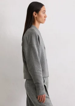 Sweat-Cardigan relaxed mit Rippstrick-Bund