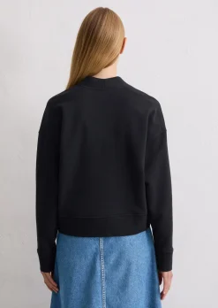 Sweat-Cardigan relaxed mit Rippstrick-Bund