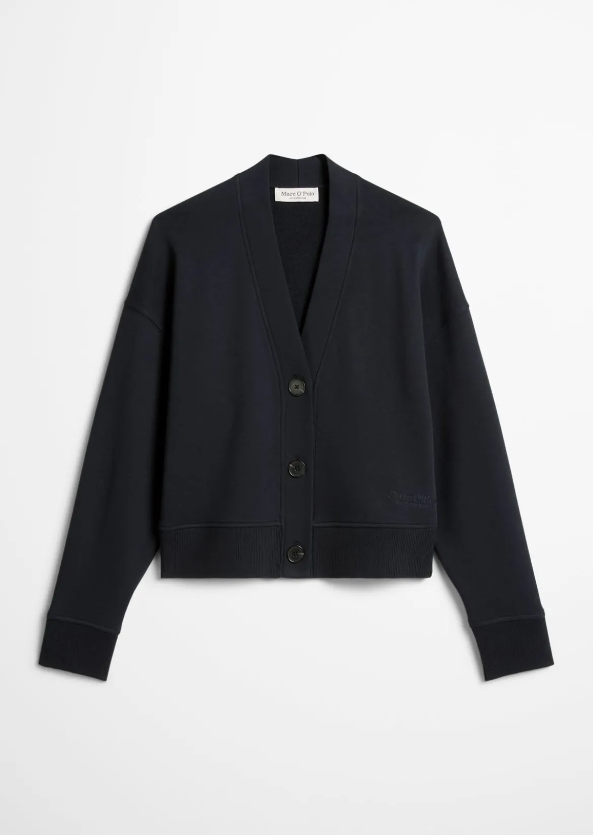 Sweat-Cardigan relaxed mit Rippstrick-Bund