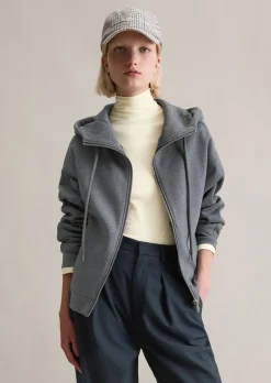 Sweatjacke mit Kapuze relaxed mit kuschelig gerauter Innenseite