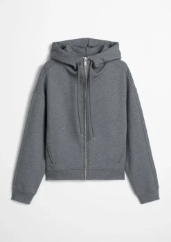 Sweatjacke mit Kapuze relaxed mit kuschelig gerauter Innenseite