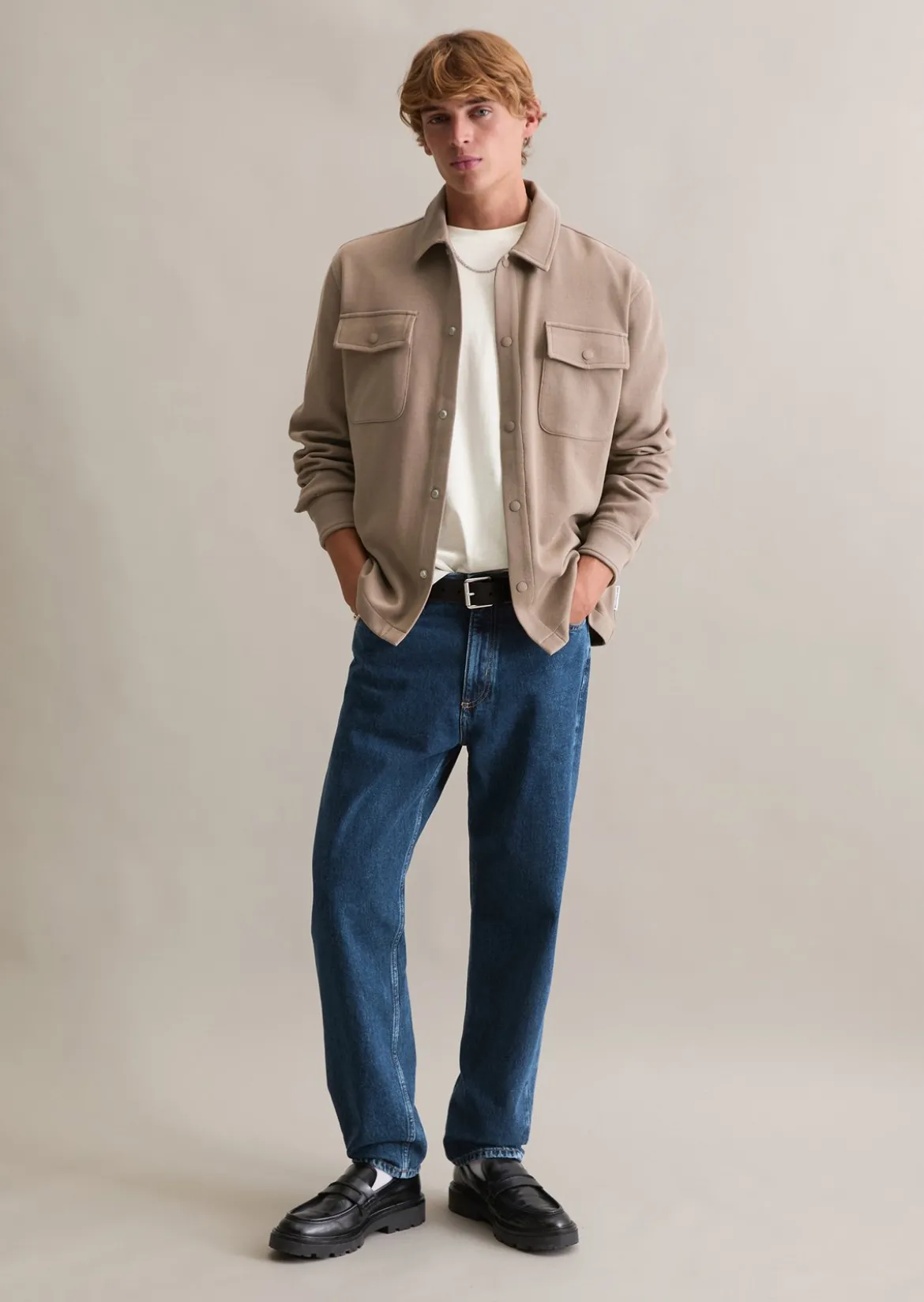 Sweat-Overshirt relaxed aus Bio-Baumwolle mit feiner Struktur