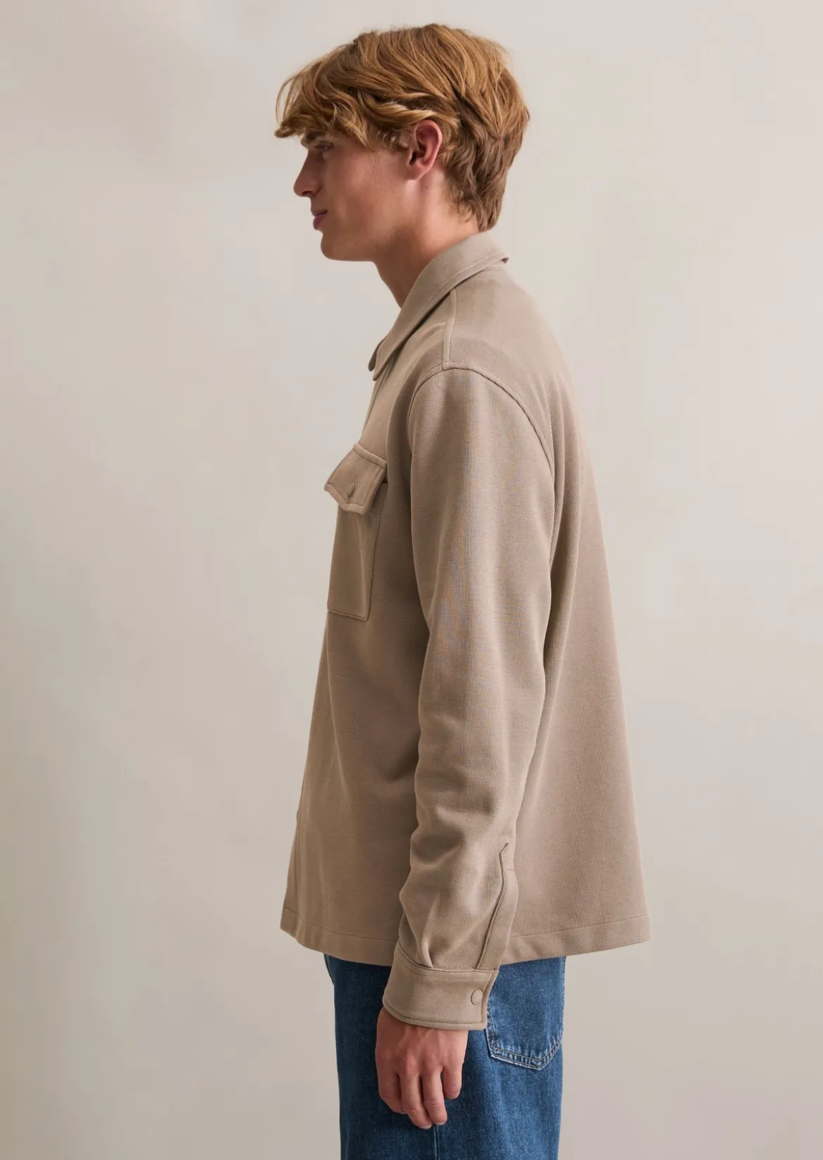 Sweat-Overshirt relaxed aus Bio-Baumwolle mit feiner Struktur