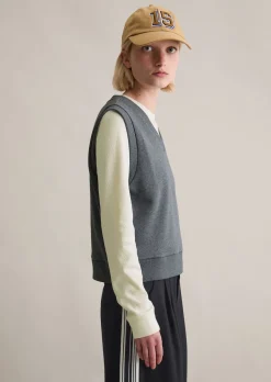 Sweat-Pullunder im College-Stil regular mit kuschelig gerauter Innenseite
