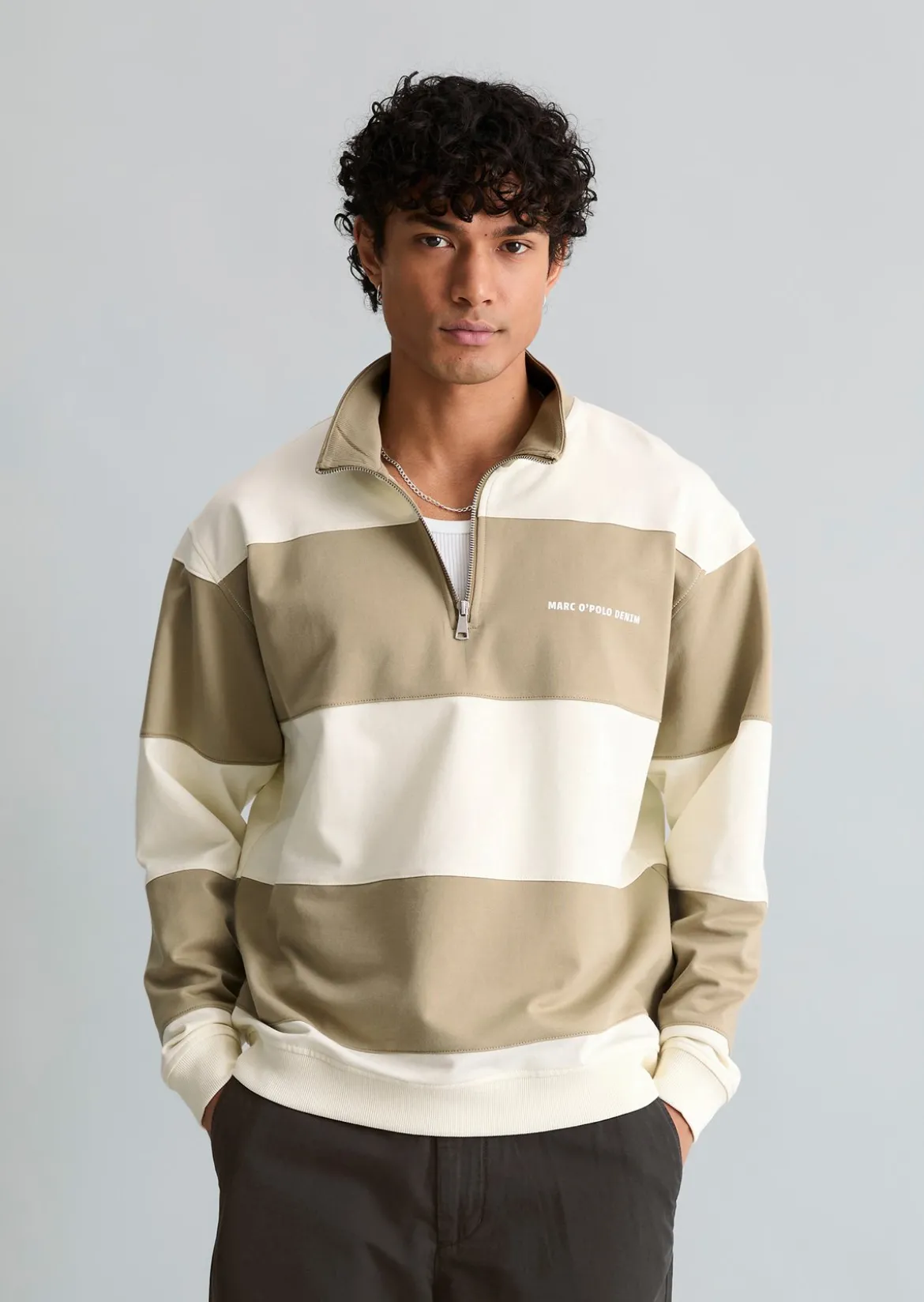 Sweat-Troyer relaxed mit Cut-&-Sew-Blockstreifen