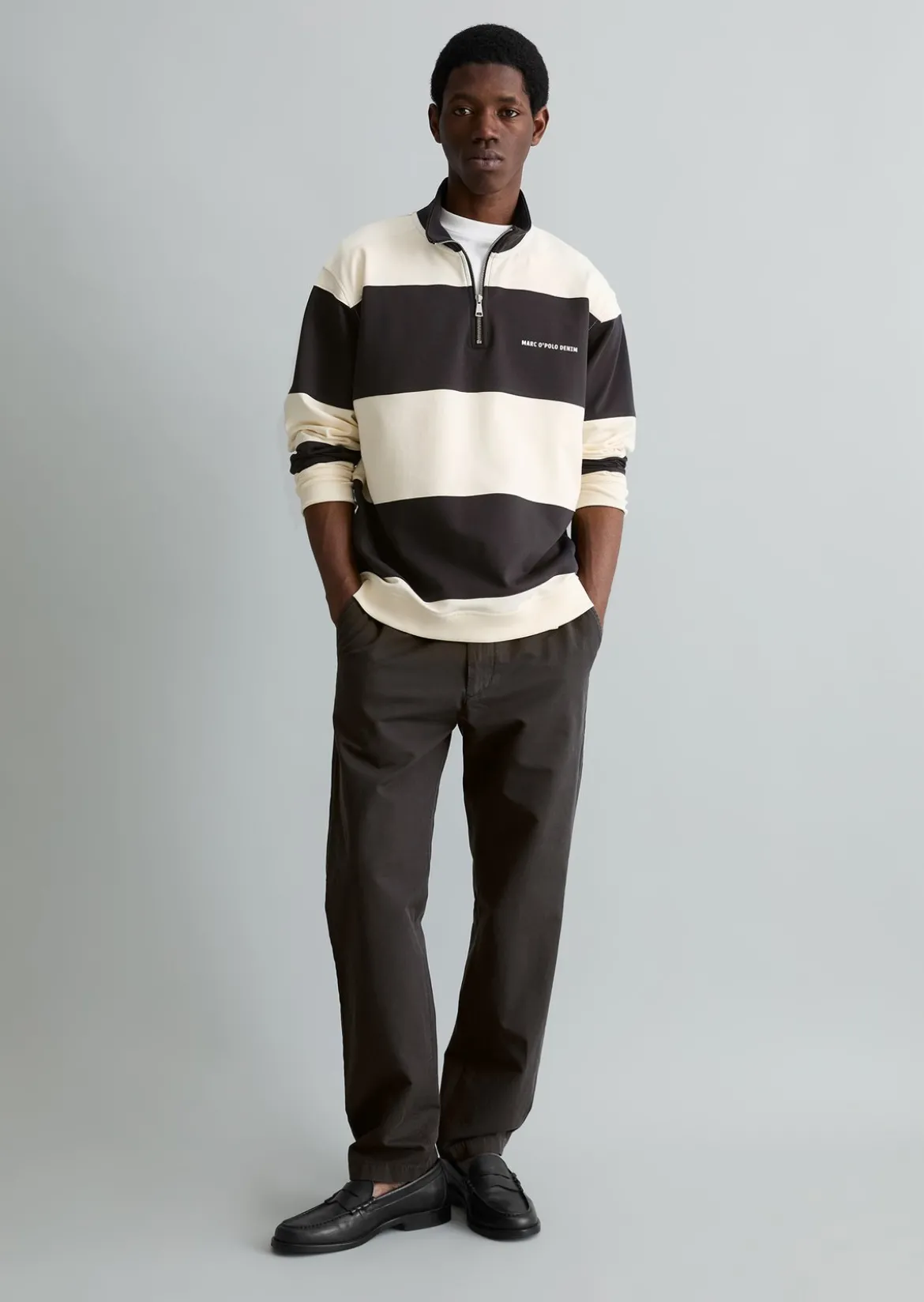 Sweat-Troyer relaxed mit Cut-&-Sew-Blockstreifen