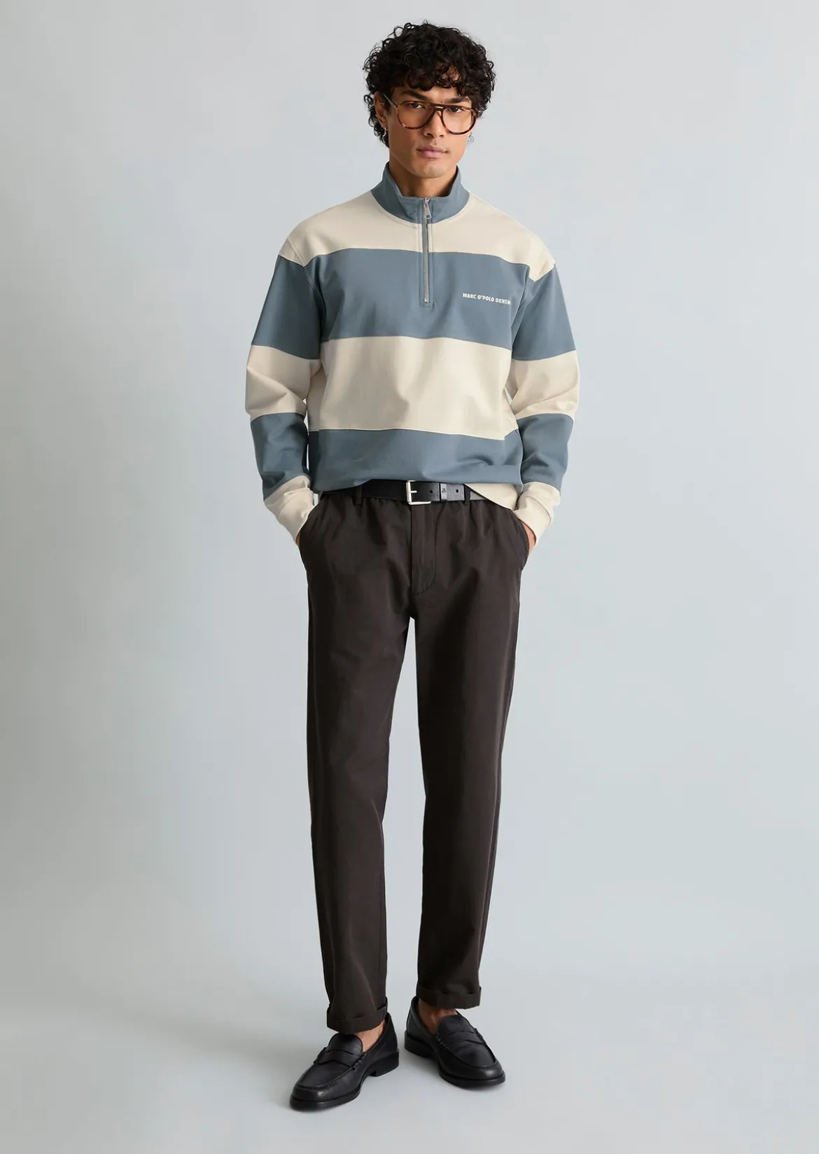 Sweat-Troyer relaxed mit Cut-&-Sew-Blockstreifen