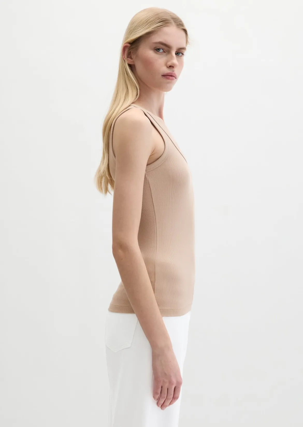 Tanktop regular aus elastischem Rippjersey