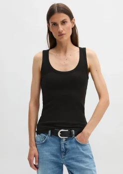 Tanktop regular aus elastischem Rippjersey