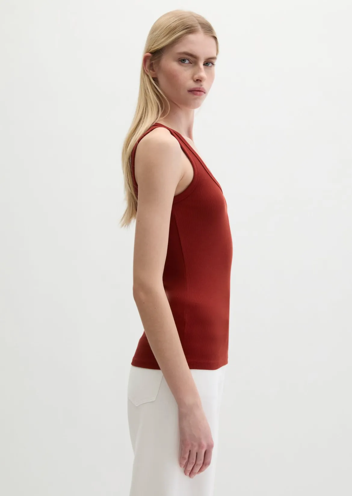 Tanktop regular aus elastischem Rippjersey