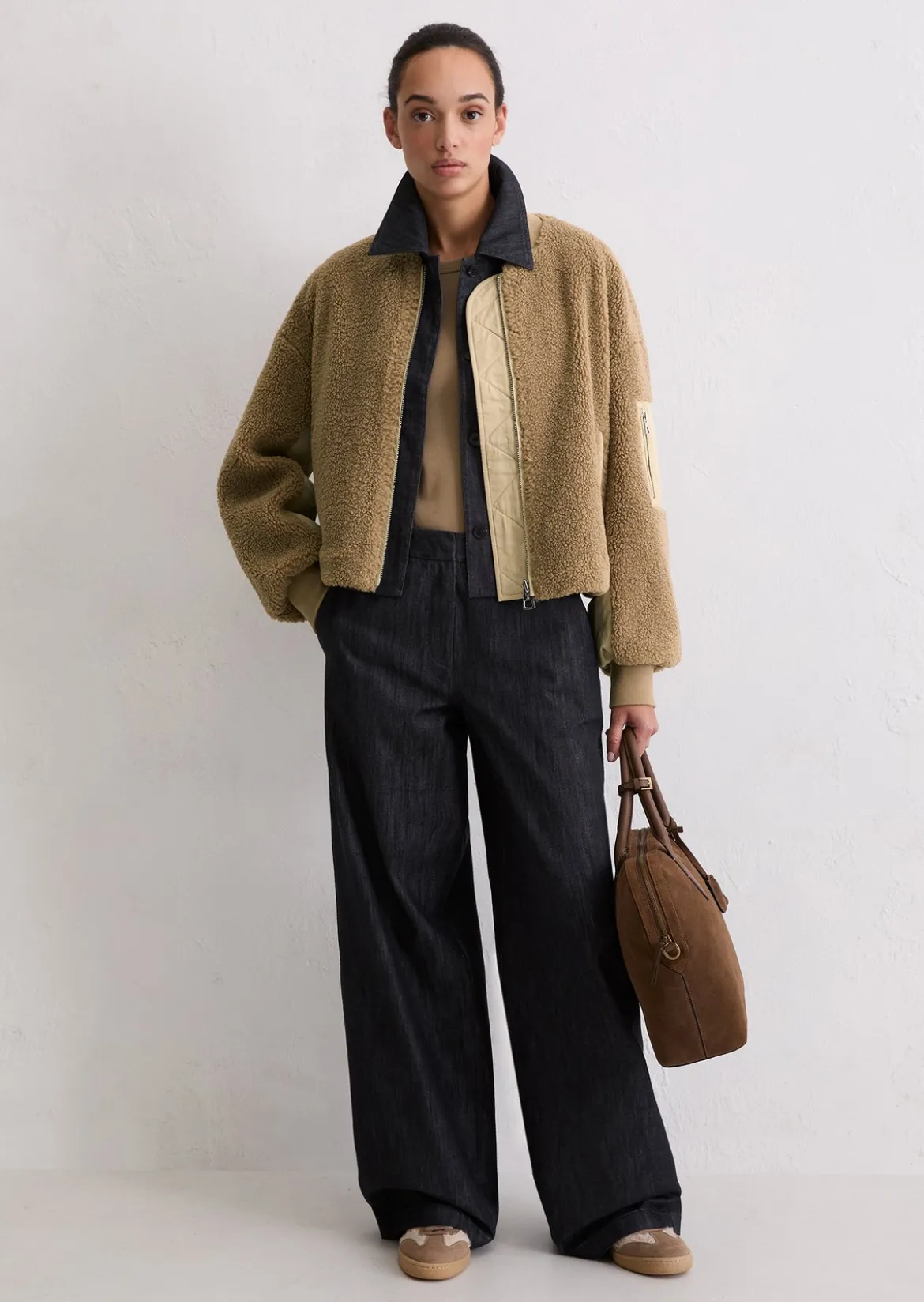 Teddy-Blouson relaxed aus weichem Curly-Plüsch