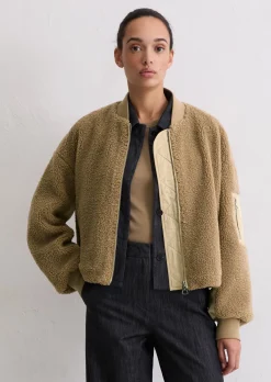 Teddy-Blouson relaxed aus weichem Curly-Plüsch