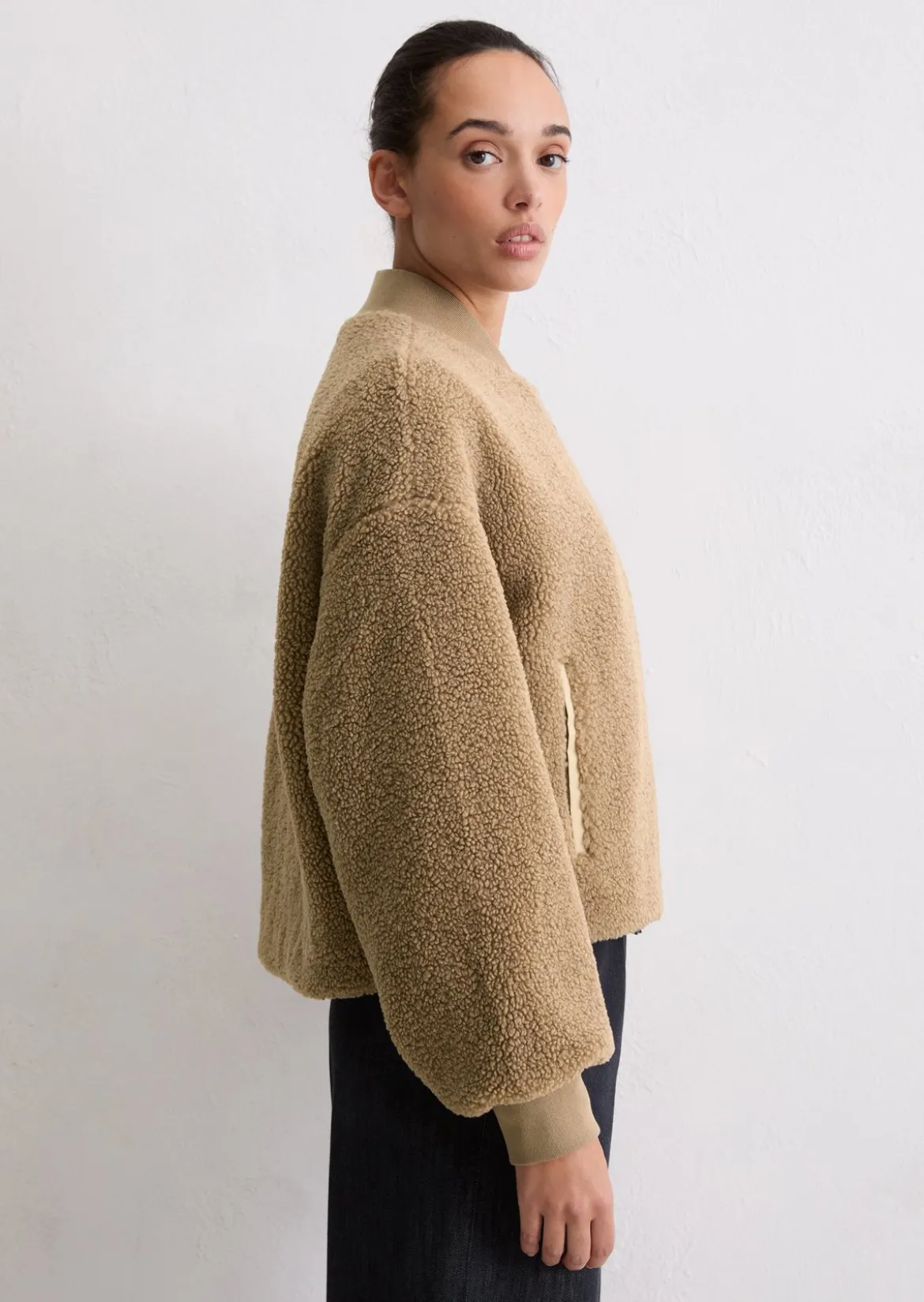 Teddy-Blouson relaxed aus weichem Curly-Plüsch