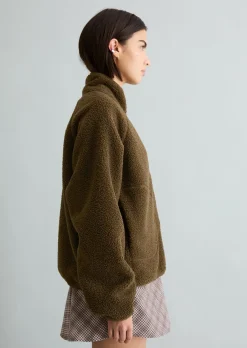 Teddy-Sweatshirt relaxed aus recyceltem Polyester
