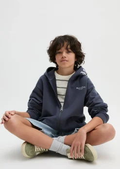 TEENS-BOYS Kapuzen-Sweatjacke aus softem Bio-Baumwoll-Sweat