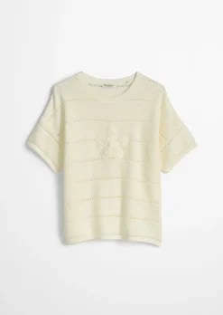 TEENS-GIRLS Kurzarm-Strickshirt mit Lochstrickmuster