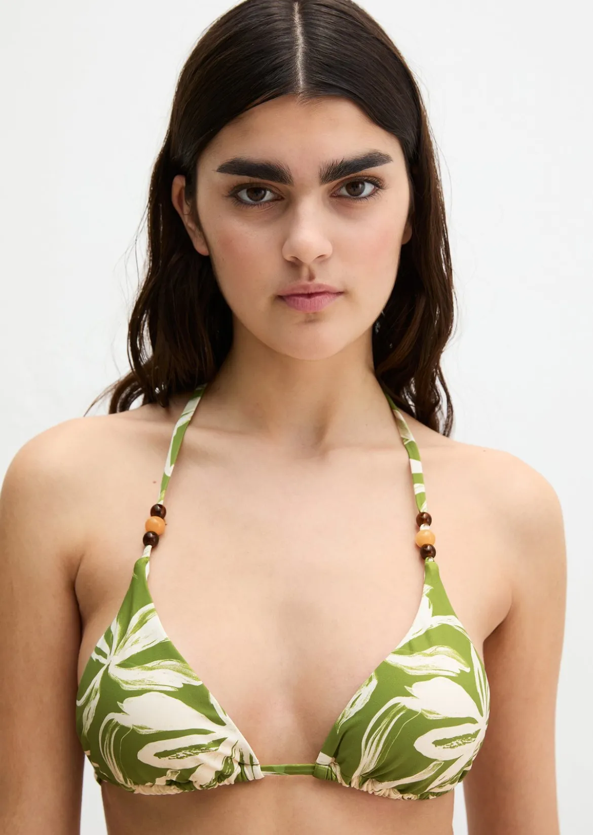 Triangle-Bikini-Top mit Beads-Details