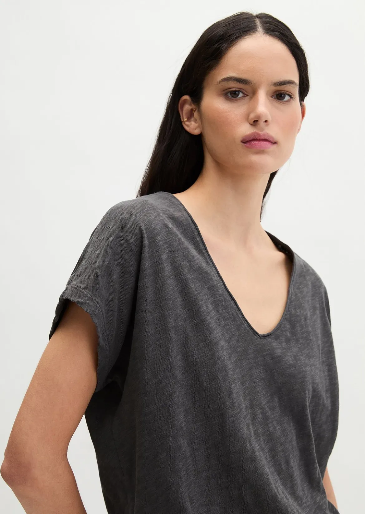 T-Shirt loose aus Slub-Jersey