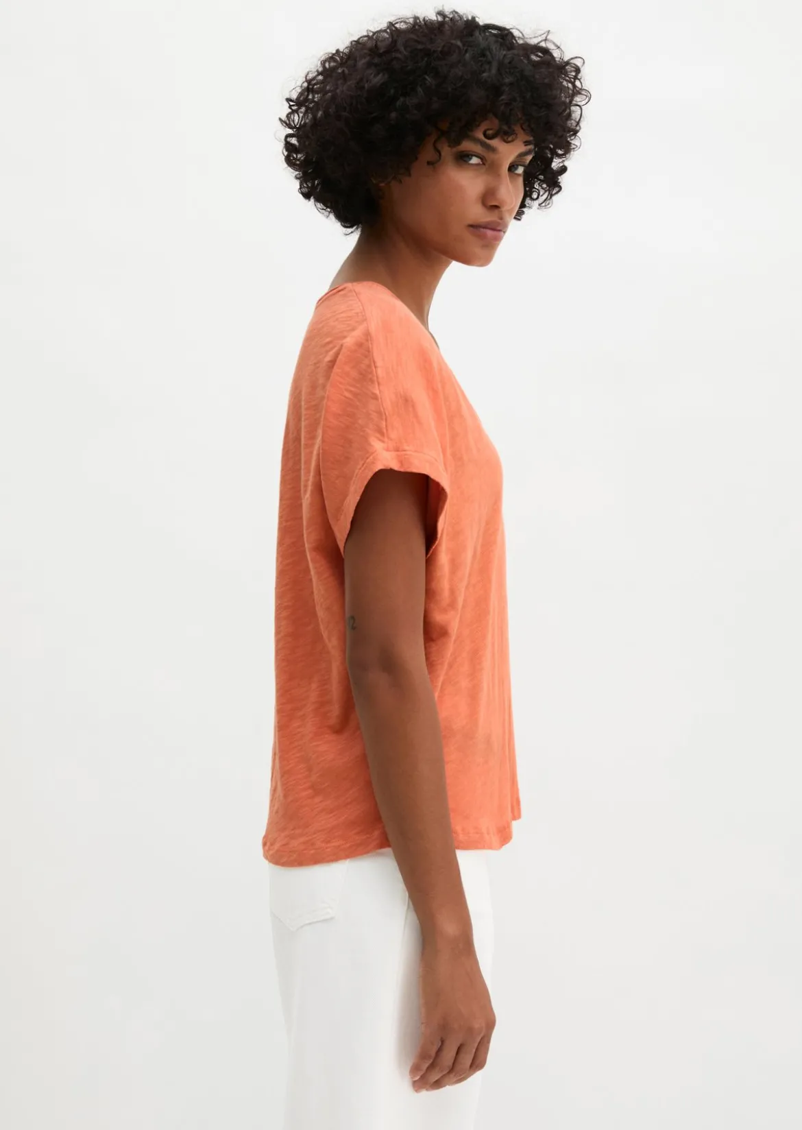 T-Shirt loose aus Slub-Jersey