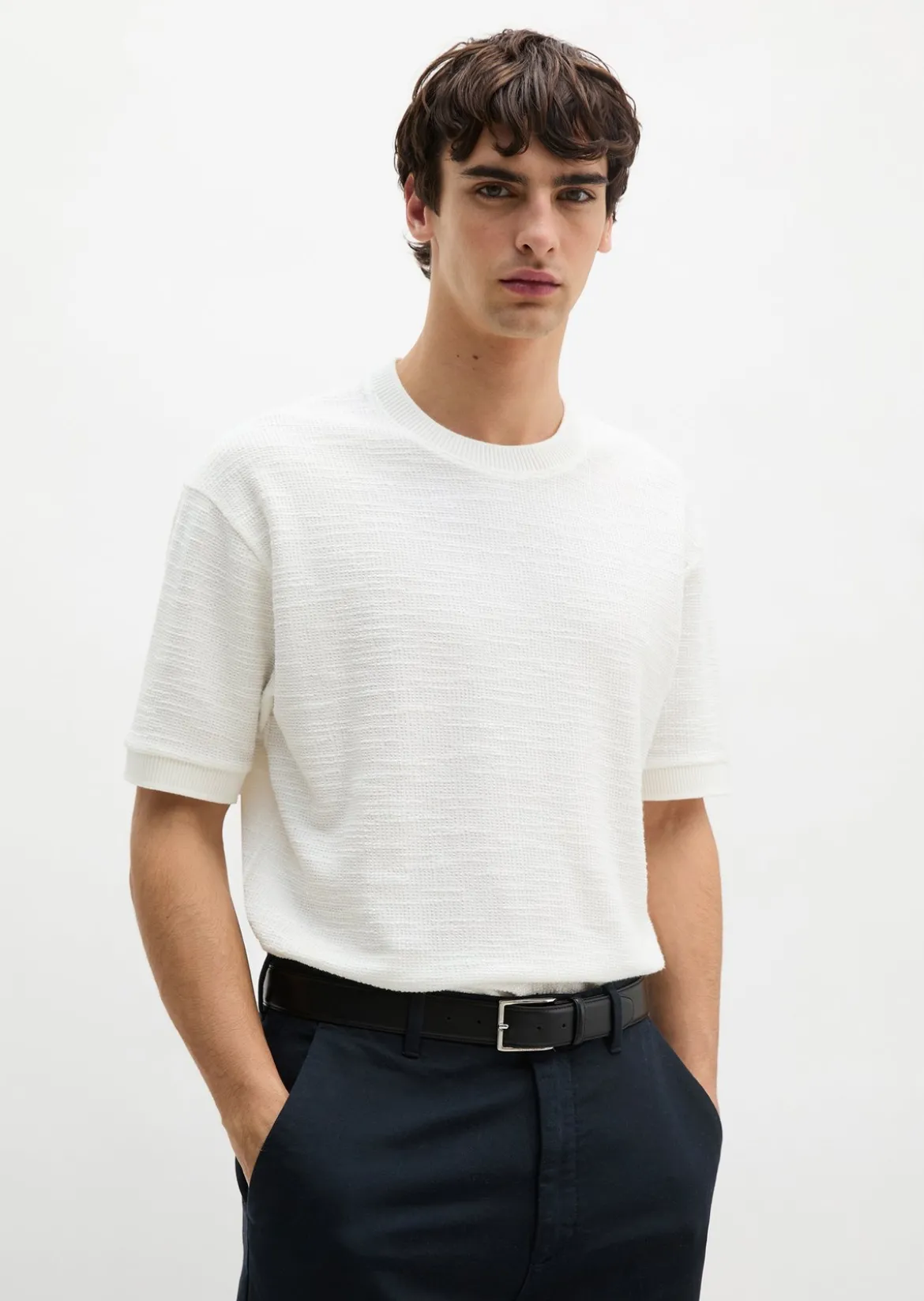 T-Shirt loose aus weichem Bouclé-Jersey
