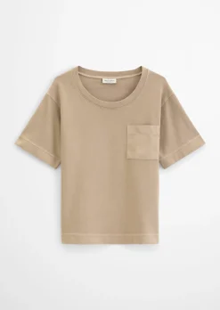 T-Shirt loose mit aufgesetzter Satin-Tasche