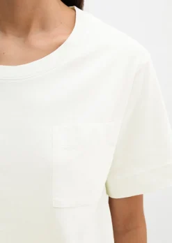 T-Shirt loose mit aufgesetzter Satin-Tasche