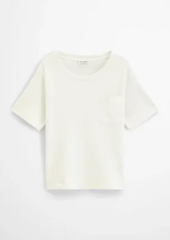 T-Shirt loose mit aufgesetzter Satin-Tasche