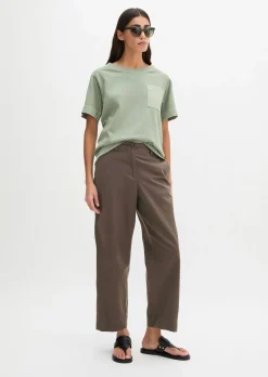 T-Shirt loose mit aufgesetzter Satin-Tasche