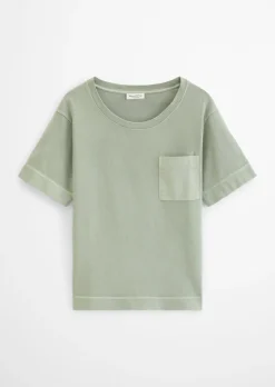 T-Shirt loose mit aufgesetzter Satin-Tasche