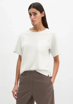 T-Shirt loose mit aufgesetzter Satin-Tasche