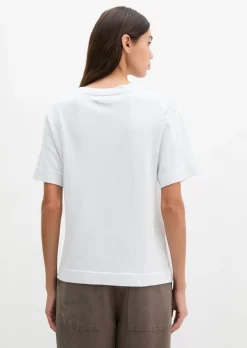 T-Shirt loose mit aufgesetzter Satin-Tasche