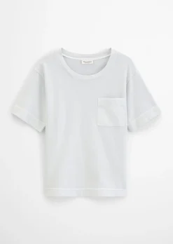 T-Shirt loose mit aufgesetzter Satin-Tasche