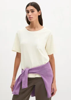 T-Shirt loose mit aufgesetzter Satin-Tasche