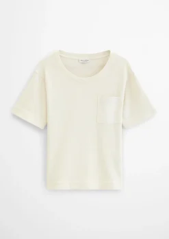 T-Shirt loose mit aufgesetzter Satin-Tasche