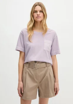 T-Shirt loose mit aufgesetzter Satin-Tasche