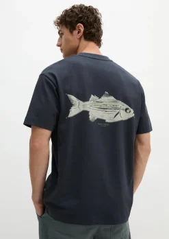 T-Shirt loose mit Fisch-Rückenprint