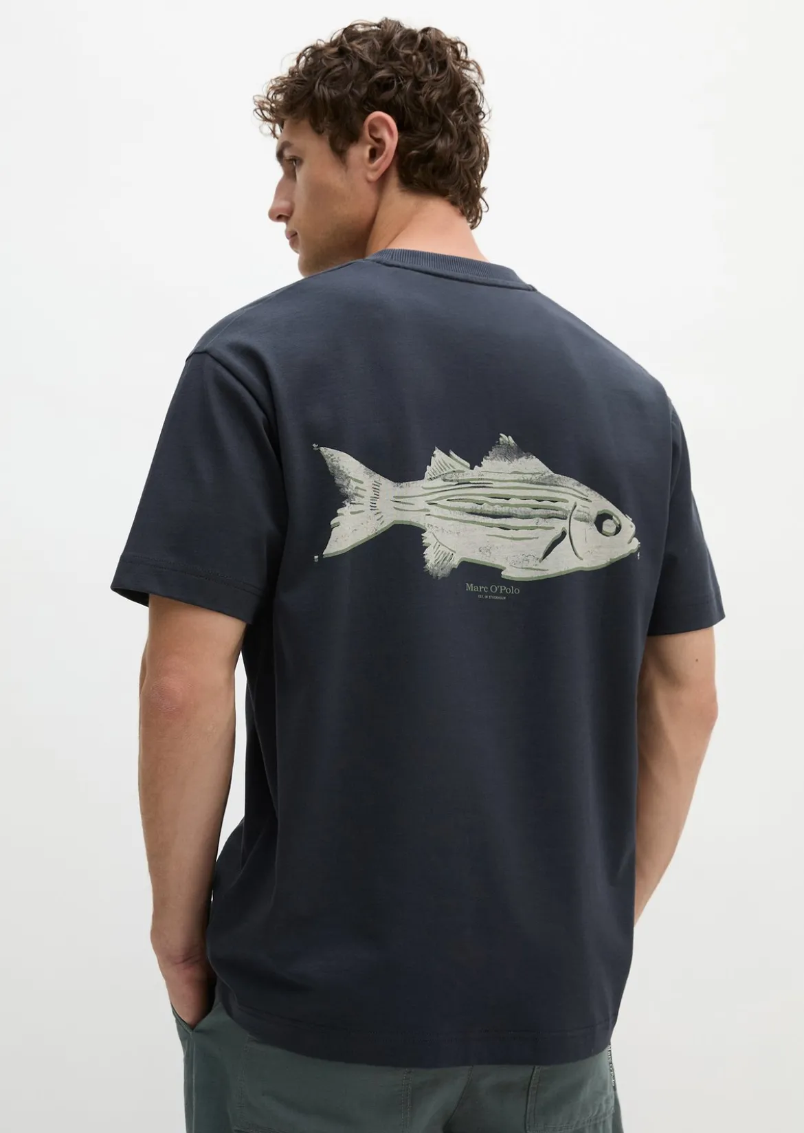 T-Shirt loose mit Fisch-Rückenprint