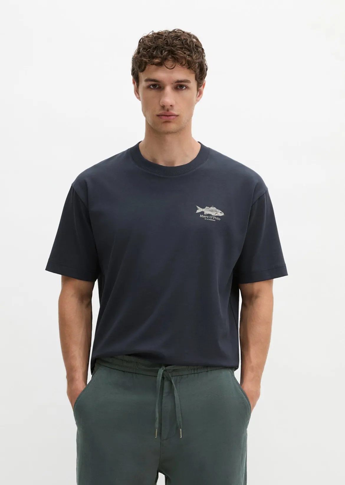 T-Shirt loose mit Fisch-Rückenprint