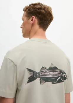 T-Shirt loose mit Fisch-Rückenprint