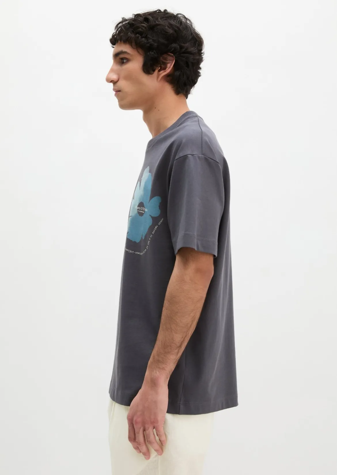 T-Shirt loose mit floralem Brustprint