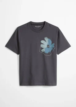 T-Shirt loose mit floralem Brustprint