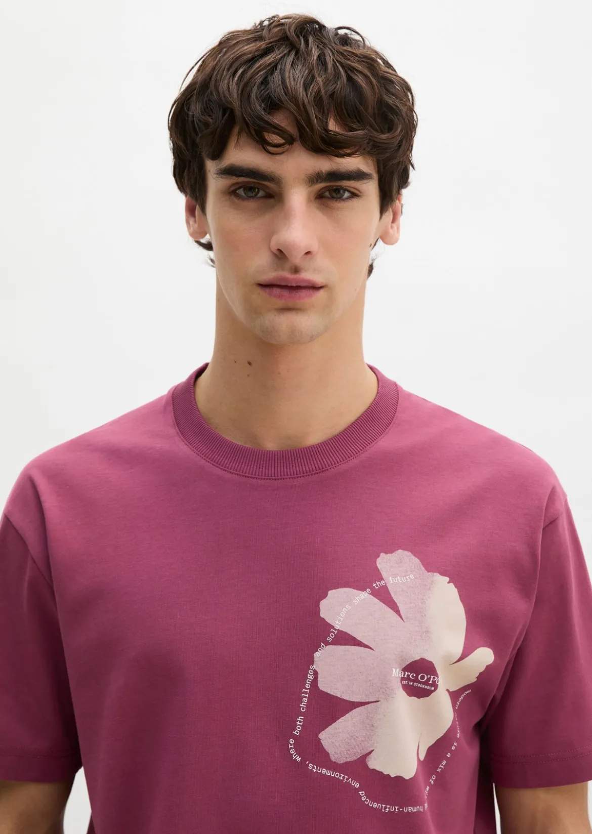 T-Shirt loose mit floralem Brustprint