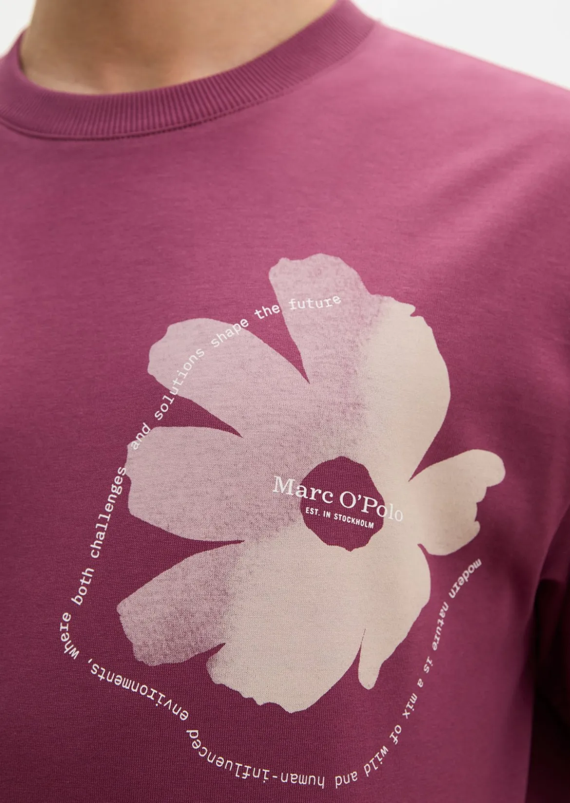 T-Shirt loose mit floralem Brustprint