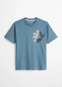 T-Shirt loose mit floralem Brustprint