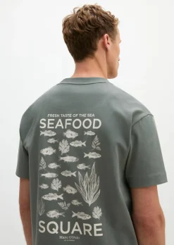 T-Shirt loose mit Seafood-Rückenprint