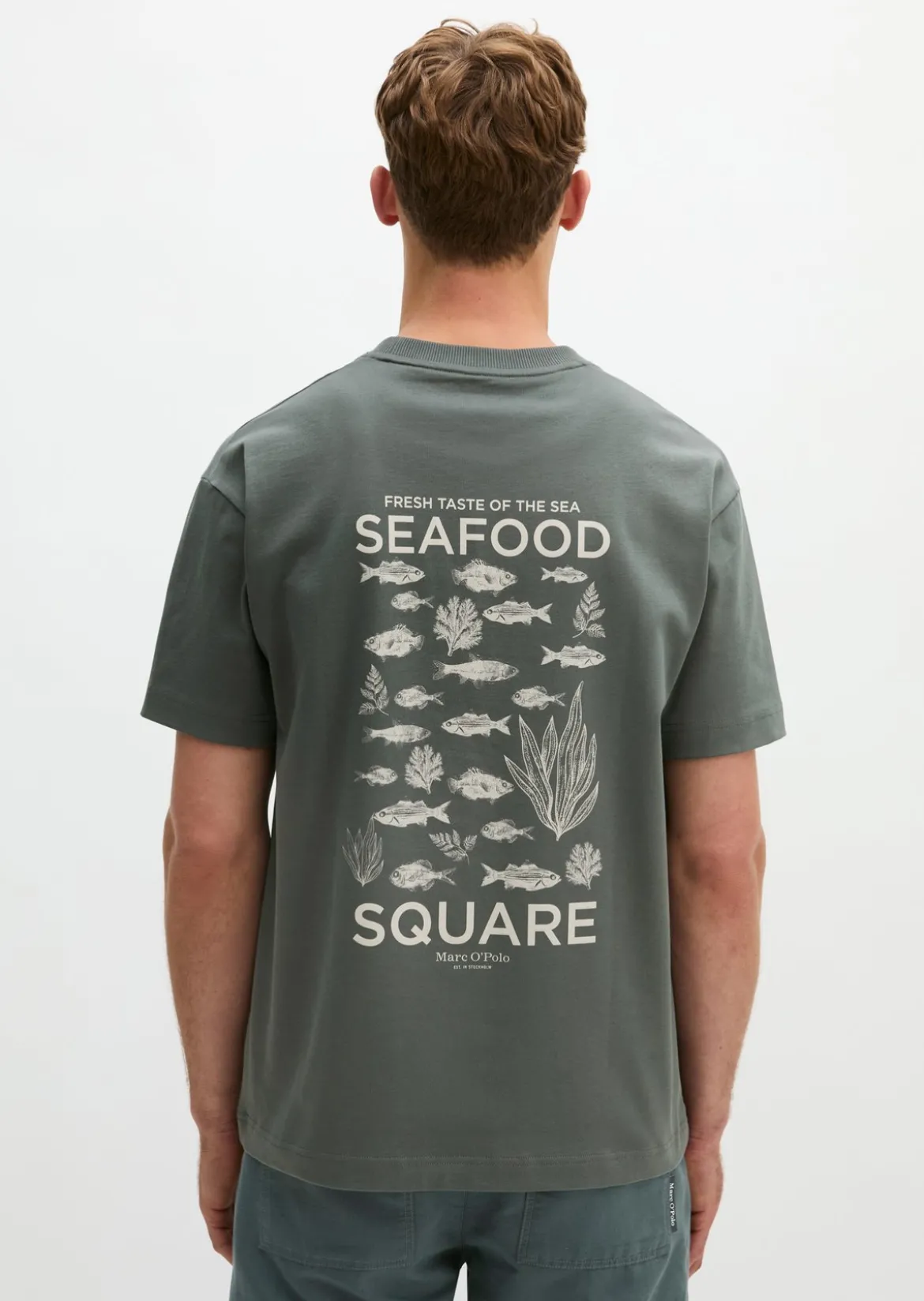 T-Shirt loose mit Seafood-Rückenprint